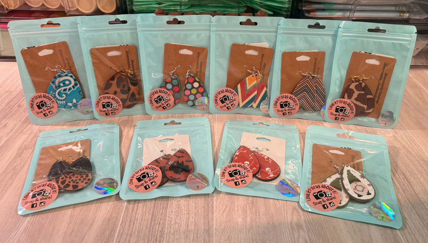 Premium Item - Wood Teardrop Earring